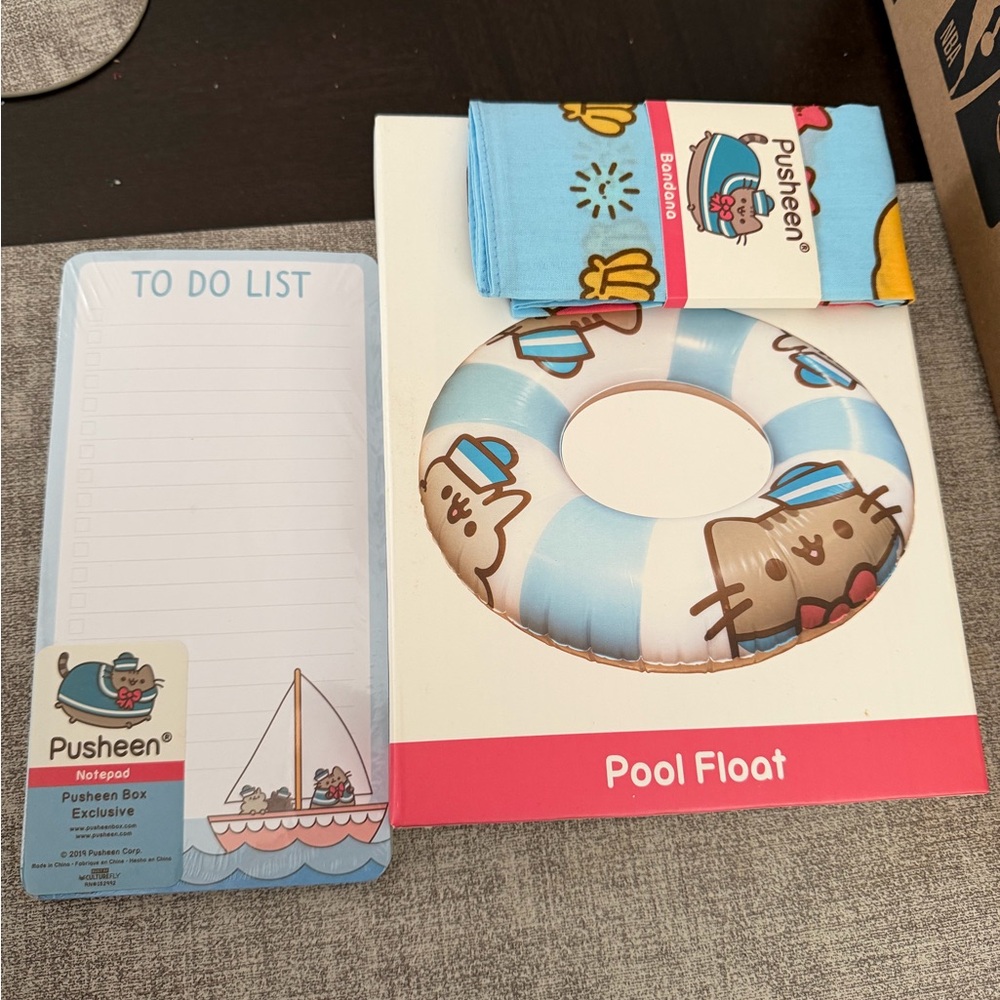 Pusheen Blue and White Pool Float with Notepad